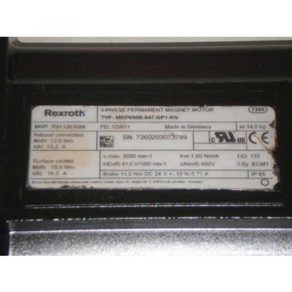 Indramat MKD090B-047-GP1-KN Permanent Magnet Motor Rexroth Servo R911263089 #4 image