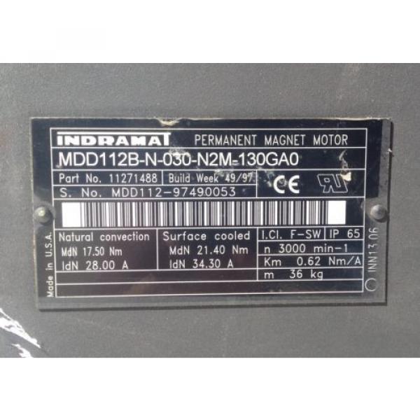 Indramat MDD112B-N-030-N2M-130GAO Servo Motor, 3000 RPM, P/N 11271488 Rexroth #5 image