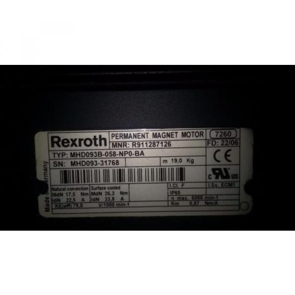 Rexroth / Indramat MHD093B-058-NP0-BA Servo Motor R911287126 REfurbished #2 image
