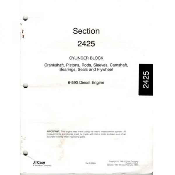 Case 6-590 Diesel Engine Manual Block Cooling Oil Fuel Pump Injectors 1992 0130F #1 image