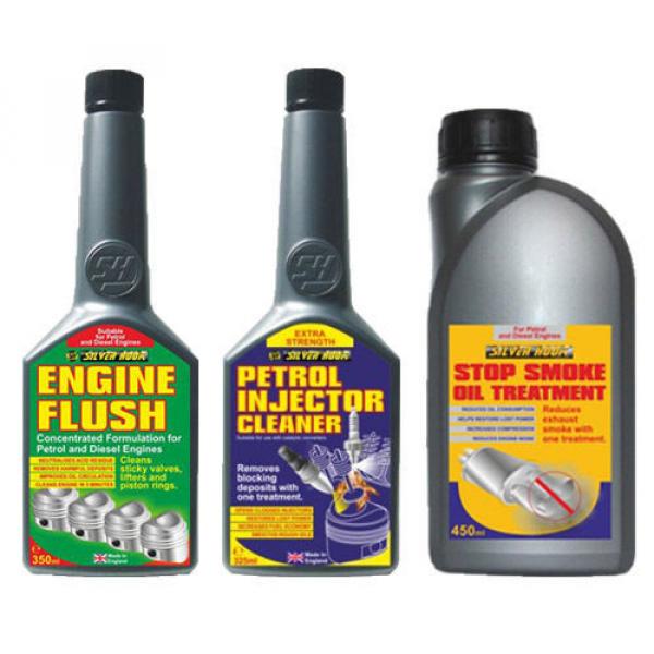 3 Pack ENGINE FLUSH + PETROL INJECTOR CLEANER + EXHAUST STOP SMOKE OIL TREATMENT #1 image