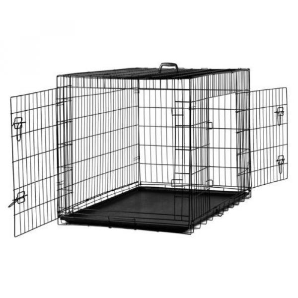 42&#034; Dog Crate 2 Door w/Divide w/Tray Fold Metal Pet Cage Kennel House for Animal #2 image