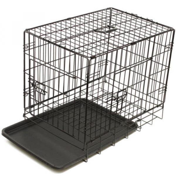 42&#034; Dog Crate 2 Door w/Divide w/Tray Fold Metal Pet Cage Kennel House for Animal #3 image