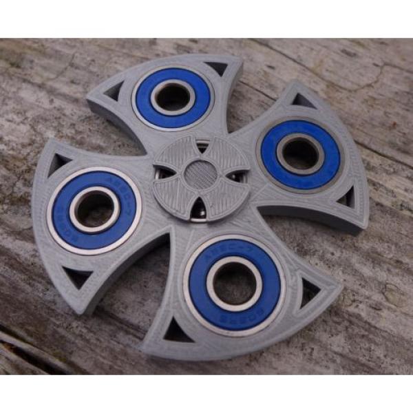 EDC   Celtic / Cross Fidget Hand Spinner Toy 3D Printed Silver Blue Steel Bearings #1 image