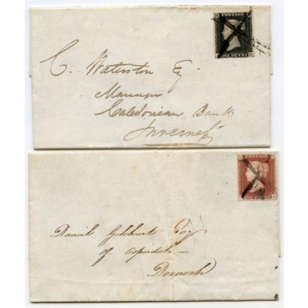 1841   covers bearing 1d black and 1d red from Tonque, with manuscript CROSS canc. #1 image