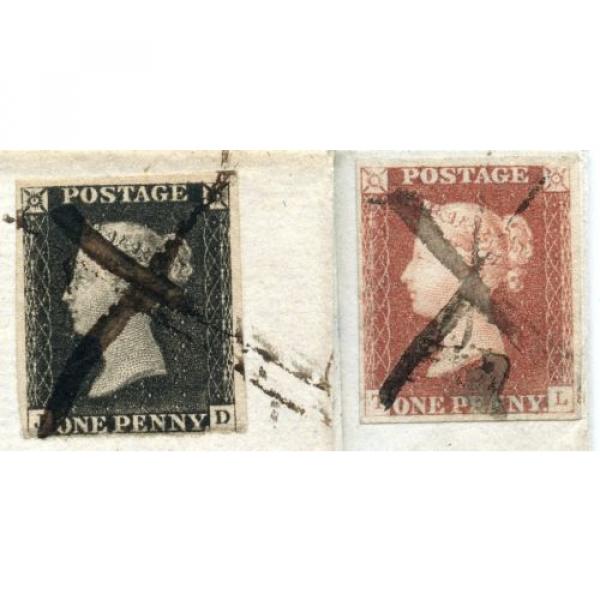 1841   covers bearing 1d black and 1d red from Tonque, with manuscript CROSS canc. #2 image