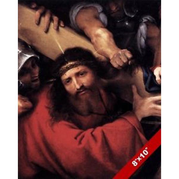 THE   LORD JESUS CHRIST BEARING CROSS PAINTING CHRISTIAN BIBLE ART CANVAS PRINT #1 image