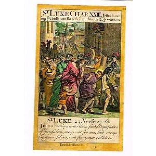 Baskett&#039;s   Church Liturgy &#034;JESUS BEARING CROSS&#034;- Hand-Colored Engraving -1713 #1 image