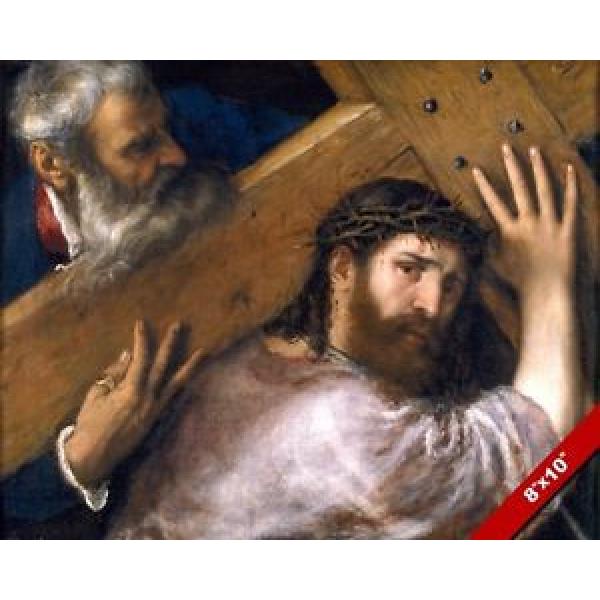 JESUS   CHRIST CARRYING BEARING CROSS PAINTING CHRISTIAN BIBLE ART CANVAS PRINT #1 image