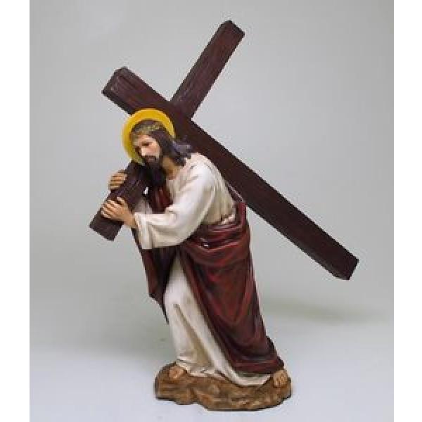 JESUS   BEARING THE CROSS FOR REDEMPTION OF SINS STATUE FIGURINE #1 image