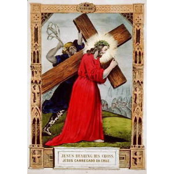Jesus   bearing his cross / Jesus carregado da cruz,wooden cross,religious,c1848 #1 image