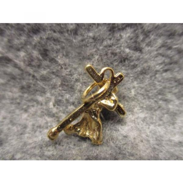 Religious   Christian Pendant Jesus Bearing A Cross Gold Plated Small 3/4&#034; Tall #3 image
