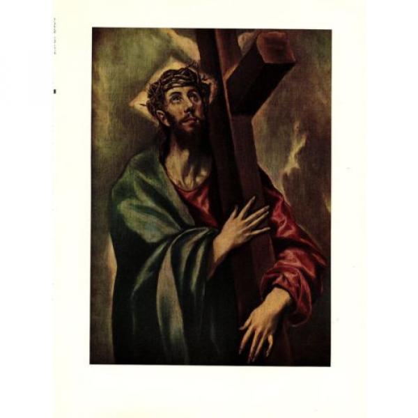1950   Vintage EL GRECO &#034;CHRIST BEARING THE CROSS FABULOUS COLOR offset Lithograph #1 image