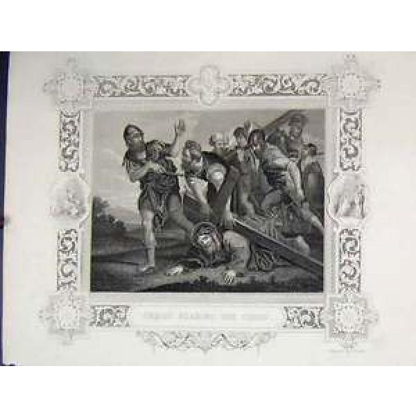 Old   Antique Print Scene Jesus Christ Bearing Cross C1860 Rogers 139B245 #1 image