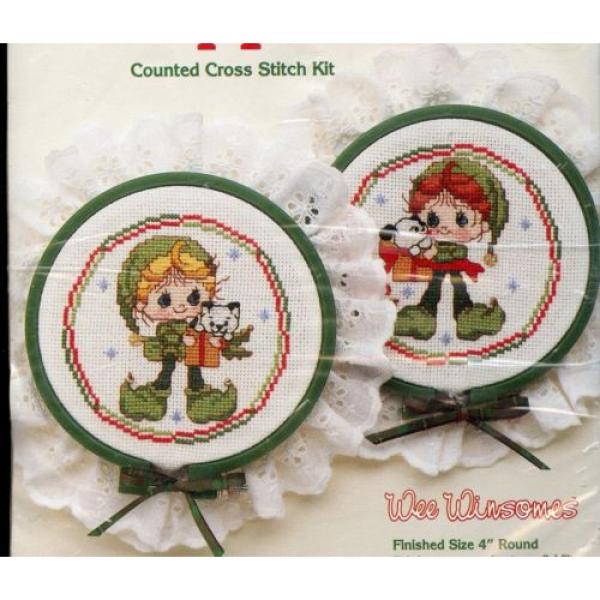 Bearing   Gifts Ornament Set (2)  with 4&#034; Hoop Frames - Counted Cross Stitch Kit #1 image