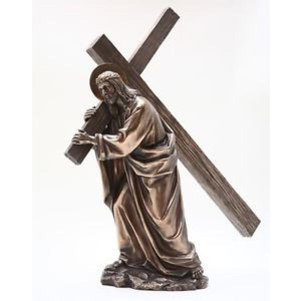JESUS   BEARING THE CROSS FOR REDEMPTION OF SINS STATUE FIGURINE #1 image