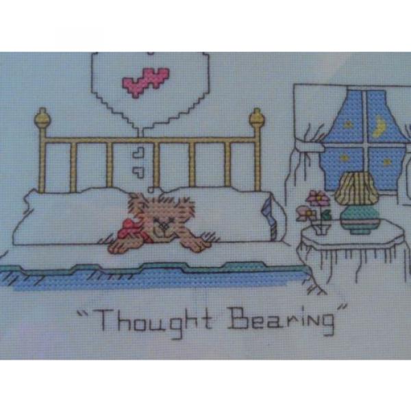Completed   Cross Stitch Teddy Bear THOUGHT BEARING Framed Baby Nursery Children #3 image