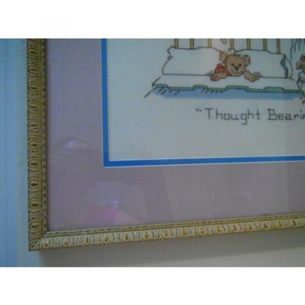 Completed   Cross Stitch Teddy Bear THOUGHT BEARING Framed Baby Nursery Children #4 image