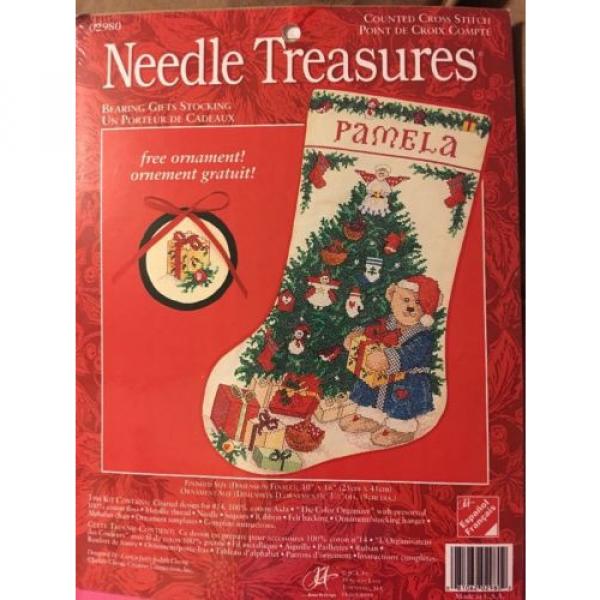 Needle   treasures - Bearing Gifts Stocking 02980 NEW Counted Cross Stitch Kit #1 image