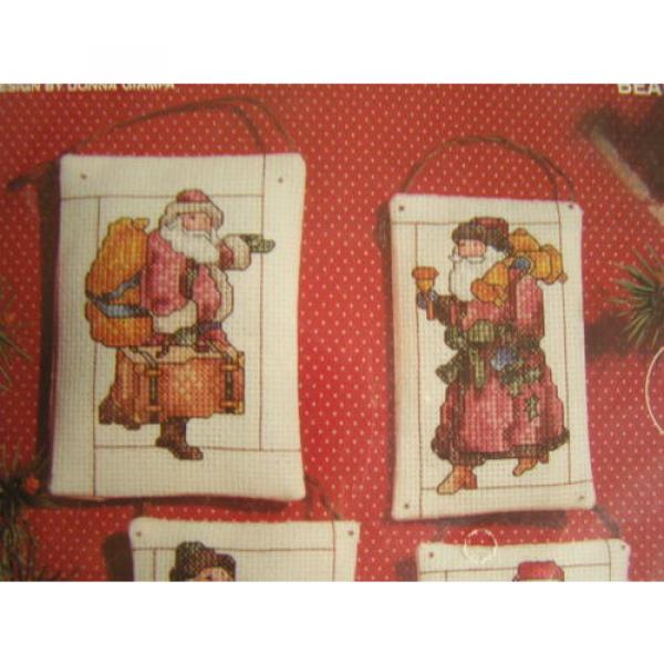 Janlynn   Christmas Cross Stitch Santa BEARING GIFTS  8 Ornaments Kit #125-92~NIP #2 image