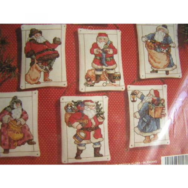 Janlynn   Christmas Cross Stitch Santa BEARING GIFTS  8 Ornaments Kit #125-92~NIP #3 image