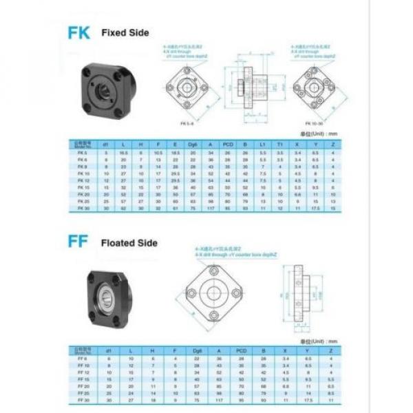 ball EE261650D/262500  screw Ballscrew bearing blocks bearing mounts  FK12 FF12 end supports 3sets Roller Bearing #2 image