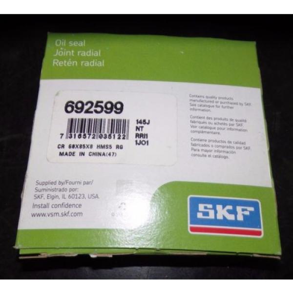 SKF Nitrile Oil Seal, QTY 1, 60mm x 85mm x 8mm, 692599 |1714eJN4 #4 image